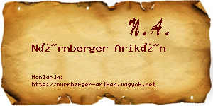 Nürnberger Arikán névjegykártya